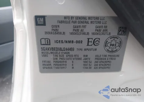 2011 Buick Enclave 1Xl from USA, damaged, VIN 5GAKVBED9BJ244469
